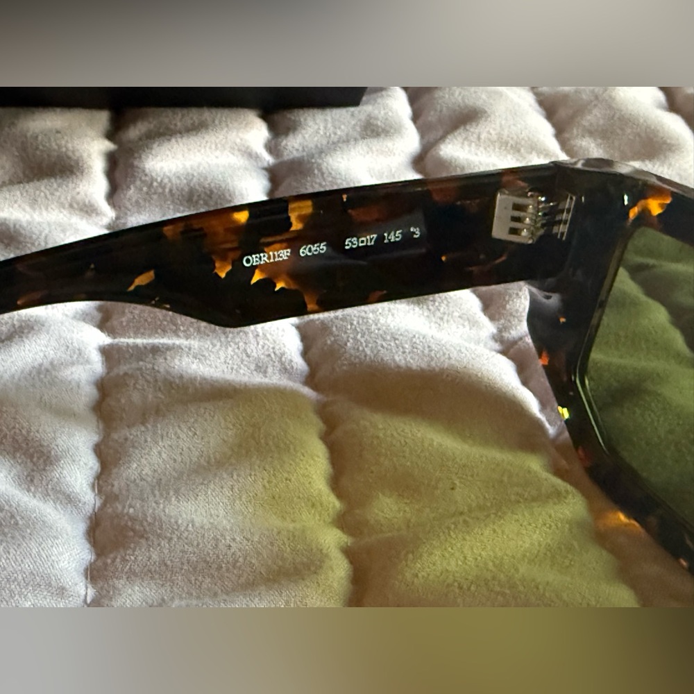 Off-White Tortoiseshell Rectangular Sunglasses wi… - image 6